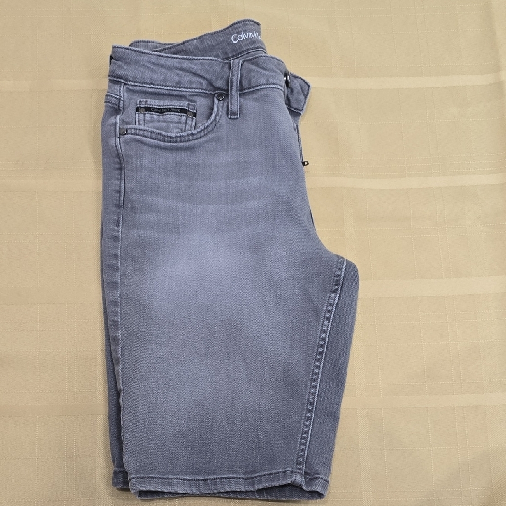 CK Calvin Klein Jeans City Shorts Bermuda Denim Light Gray Size 4 - Picture 10 of 10
